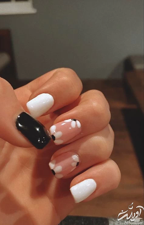 طراحی ناخن سیاه و سفید